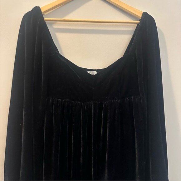 Aura Black Velvet  Regency Gothic Babydoll Mini Dress Size Medium - Picture 6 of 16